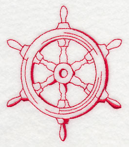 Sailing the Ocean Blue - Ship's Wheel (Redwork)