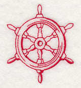 Sailing the Ocean Blue - Ship's Wheel (Redwork)