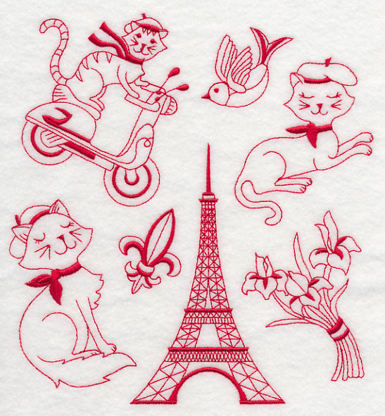 French Felines (Redwork)