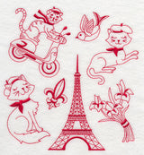 French Felines (Redwork)