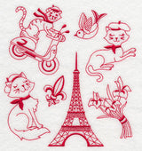 French Felines (Redwork)