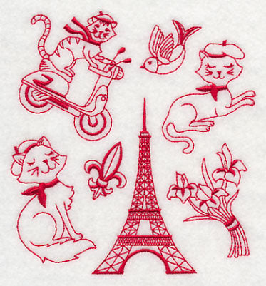 French Felines (Redwork)