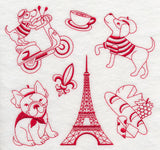 Parisian Pooches (Redwork)