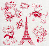 Parisian Pooches (Redwork)