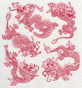 Chinese Dragons (Redwork)