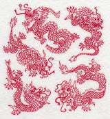 Chinese Dragons (Redwork)