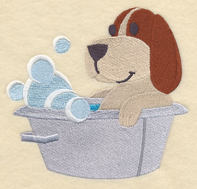 Basset Hound in a Tub