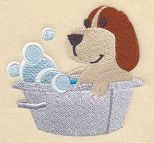 Basset Hound in a Tub