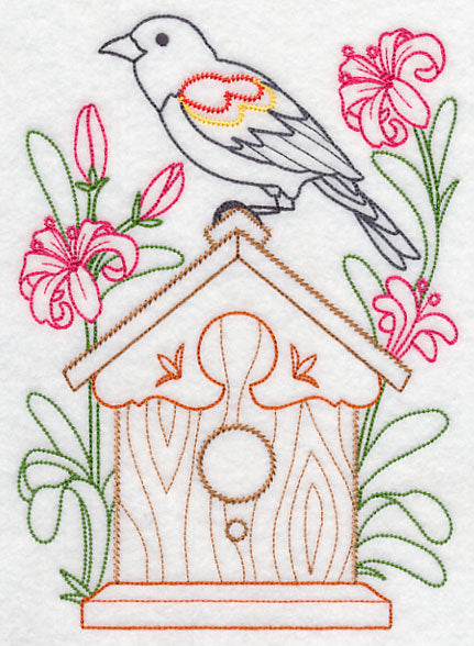 Red-winged Blackbird and Nerines (Vintage)