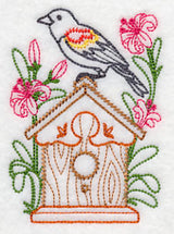 Red-winged Blackbird and Nerines (Vintage)