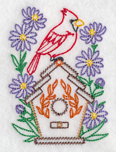 Cardinals and Asters (Vintage)