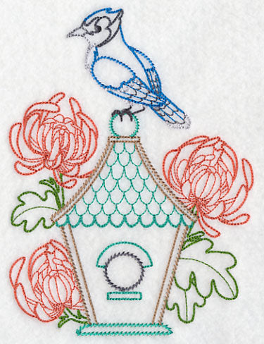 Bluejay and Chrysanthemums (Vintage)