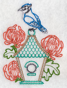Bluejay and Chrysanthemums (Vintage)