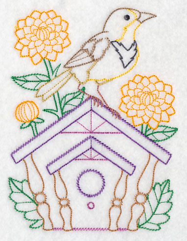 Meadowlark and Dahlias (Vintage)