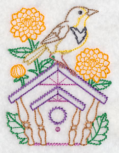 Meadowlark and Dahlias (Vintage)