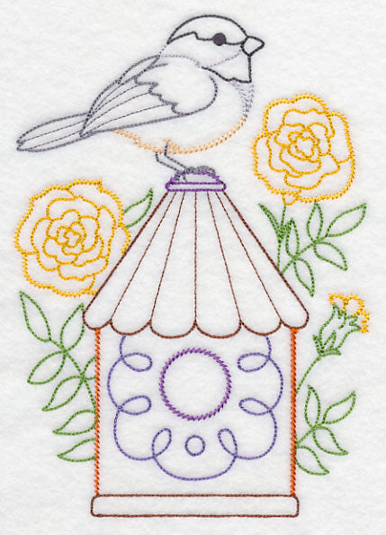 Chickadee and Marigolds (Vintage)
