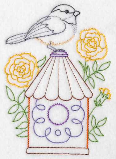 Chickadee and Marigolds (Vintage)