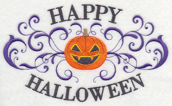 Happy Halloween with Jack-o-Lantern and Filigree