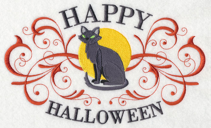 Happy Halloween with Black Cat and Filigree