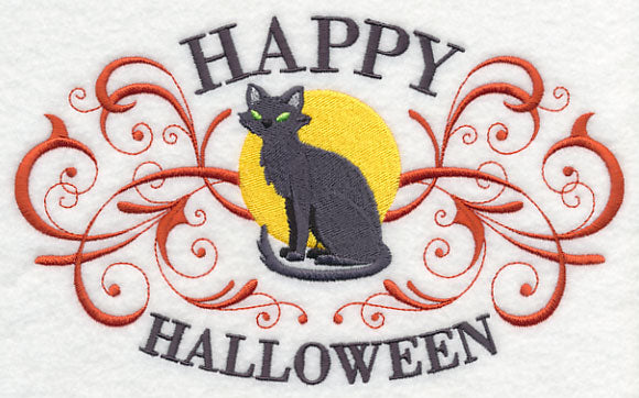 Happy Halloween with Black Cat and Filigree