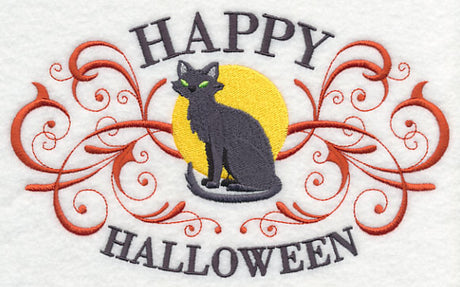 Happy Halloween with Black Cat and Filigree