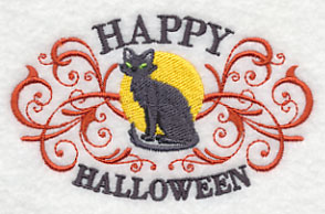 Happy Halloween with Black Cat and Filigree