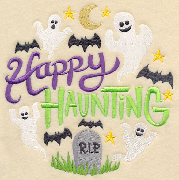 Happy Haunting Ghosts in Graveyard