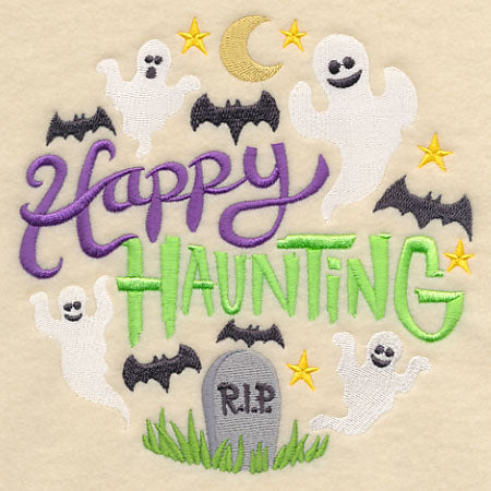 Happy Haunting Ghosts in Graveyard