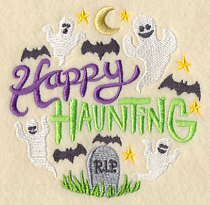 Happy Haunting Ghosts in Graveyard