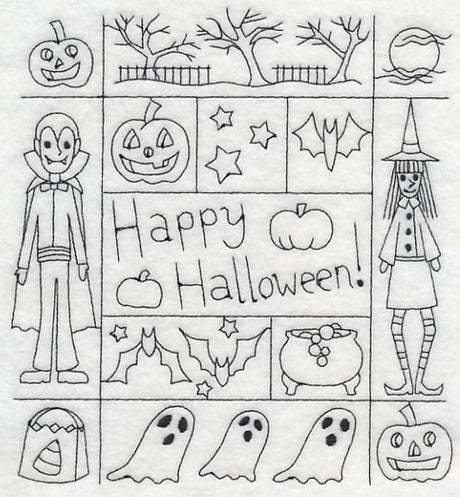 Happy Halloween Shadow Box (Blackwork)