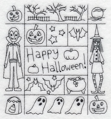 Happy Halloween Shadow Box (Blackwork)