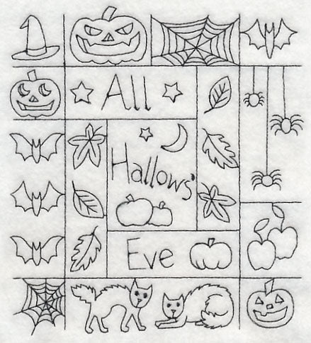 All Hallow's Eve Shadow Box (Blackwork)