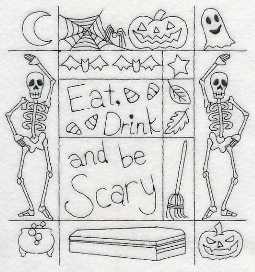 Eat, Drink and Be Scary Shadow Box (Blackwork)