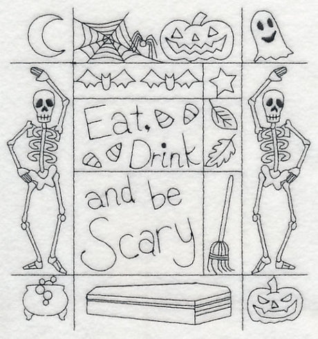 Eat, Drink and Be Scary Shadow Box (Blackwork)