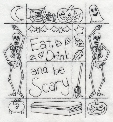 Eat, Drink and Be Scary Shadow Box (Blackwork)