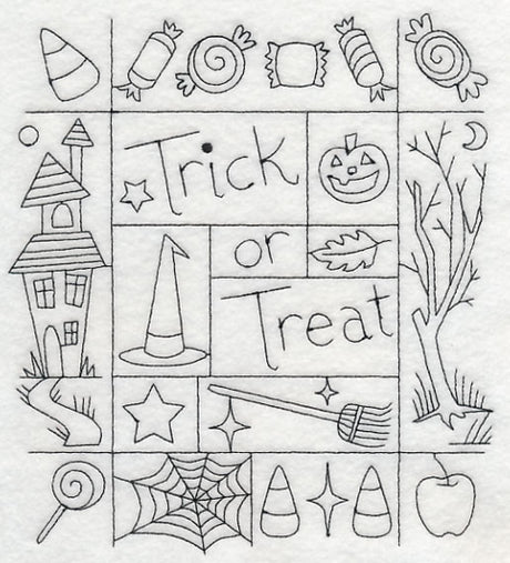 Trick or Treat Shadow Box (Blackwork)