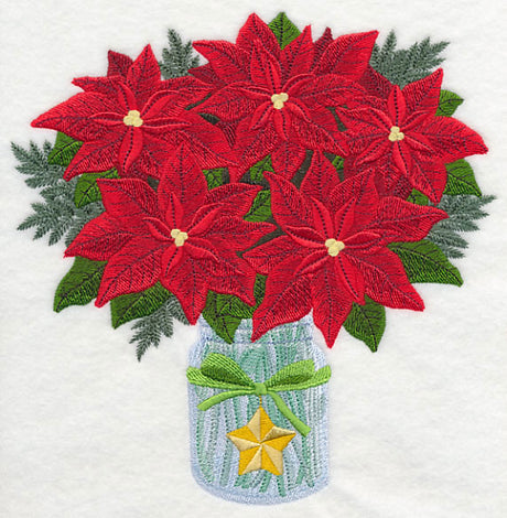 Poinsettias in Mason Jar