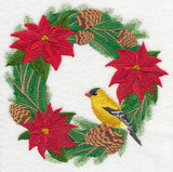 Goldfinch and Poinsettia Wreath