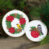 Goldfinch and Poinsettia Wreath