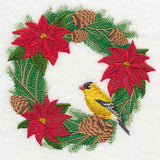 Goldfinch and Poinsettia Wreath