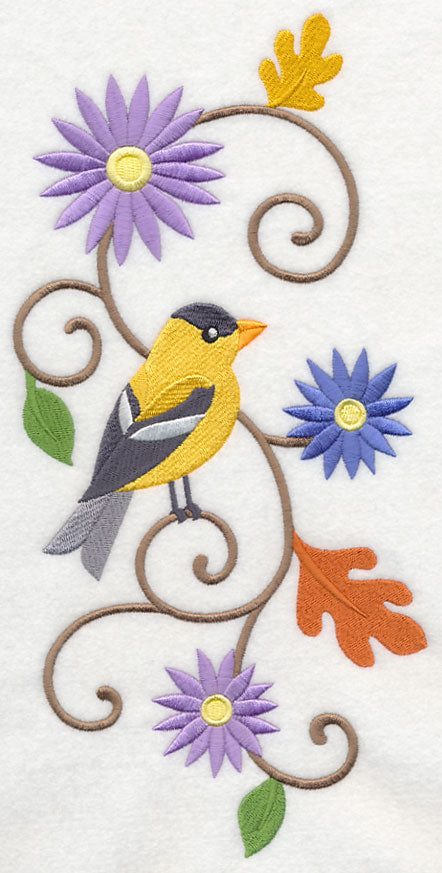 Goldfinch and Asters Spray