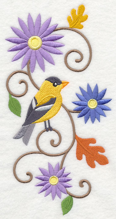 Goldfinch and Asters Spray