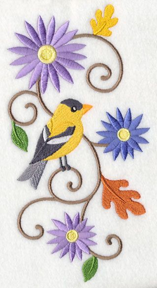 Goldfinch and Asters Spray
