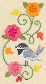 Chickadee and Chrysanthemums Spray