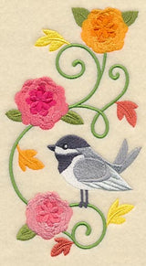 Chickadee and Chrysanthemums Spray