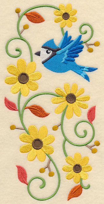 Bluejay and Black-Eyed Susans Spray