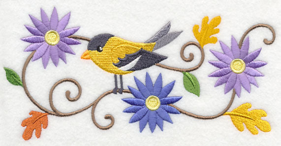 Goldfinch and Asters Border
