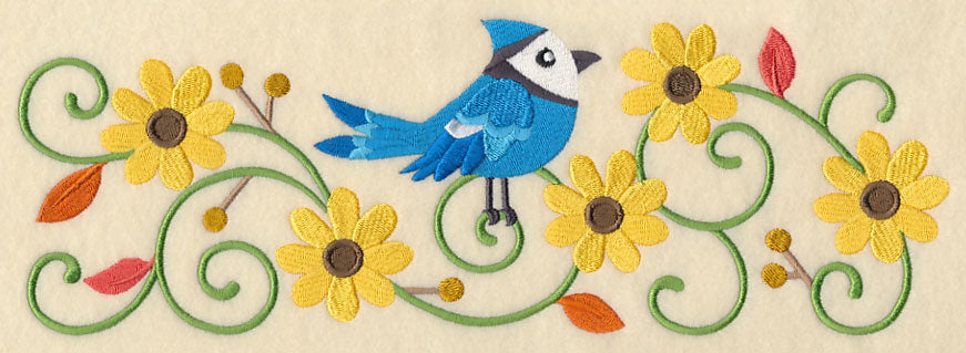 Bluejay and Black-Eyed Susans Border