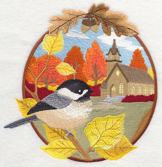 Country Autumn - Chickadee and Church
