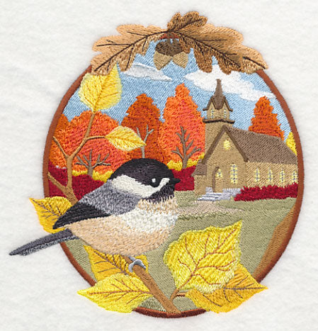 Country Autumn - Chickadee and Church